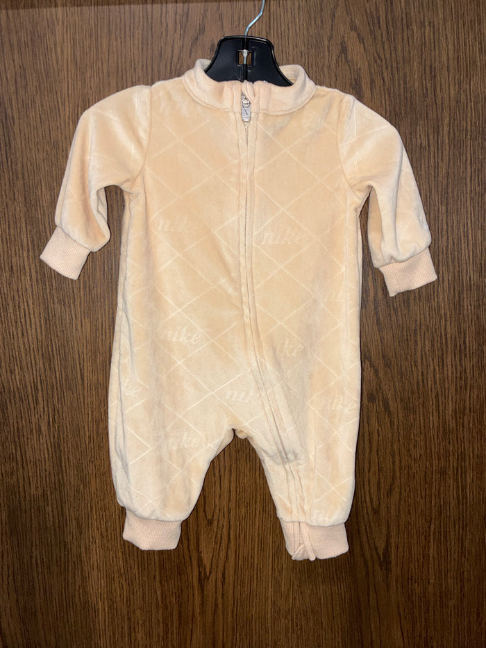 Nike Baby Velour Oatmeal Cozy AOP Monogram Coveralls 3mos 3 Months