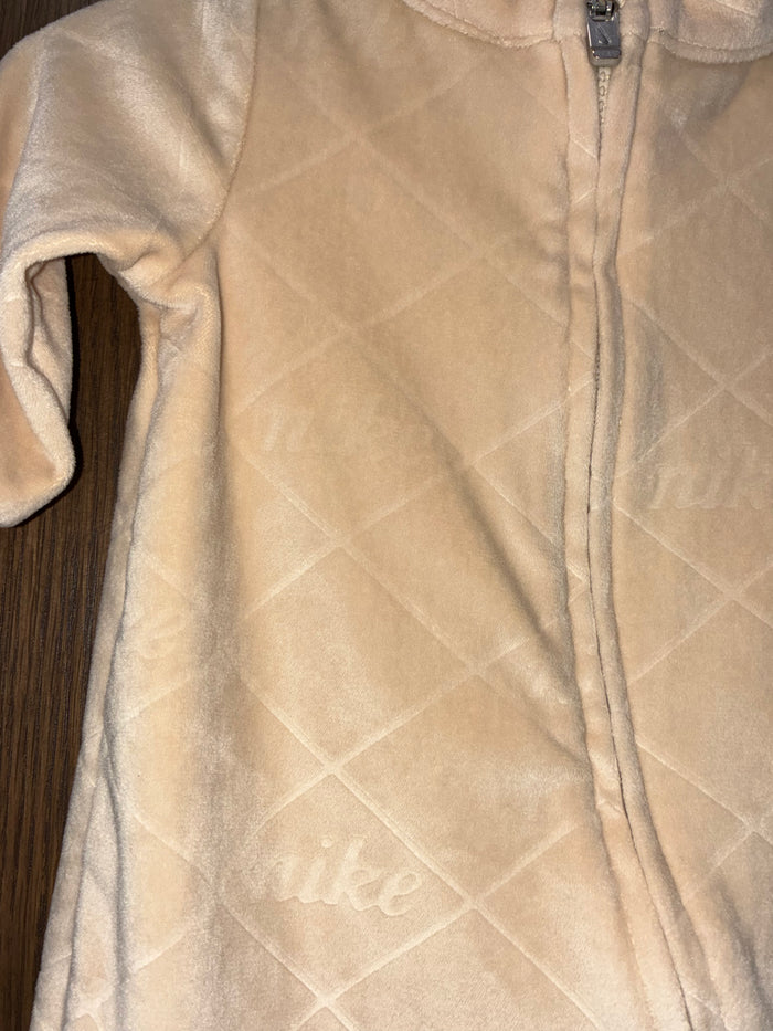 Nike Baby Velour Oatmeal Cozy AOP Monogram Coveralls 3mos 3 Months