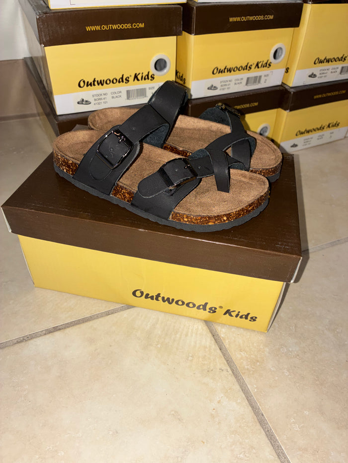 Outwoods Kids Girls Borks Sandals Black Size 3 NIB NEW