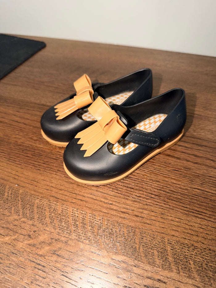 Mini Melissa Girl’s Ultragirl Sweet Black & Tan Flats Mary Jane’s Size 7