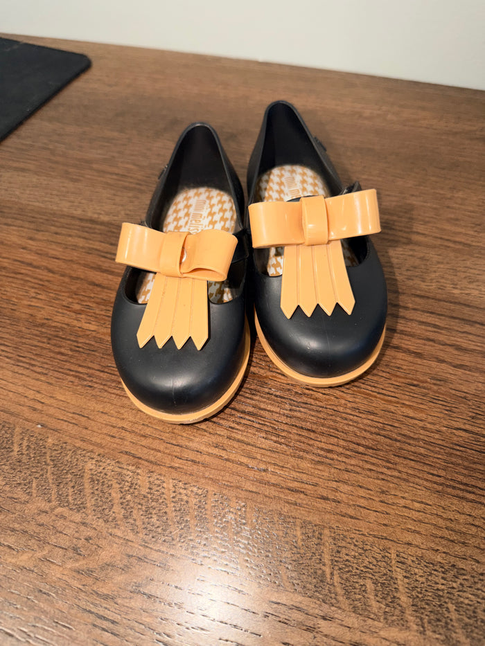 Mini Melissa Girl’s Ultragirl Sweet Black & Tan Flats Mary Jane’s Size 7