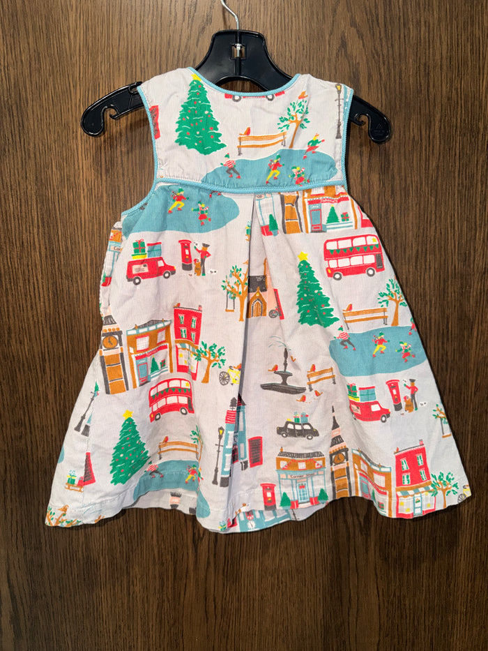Mini Baby Boden HTF Corduroy Gray London Christmas Pinnie 12-18 Months
