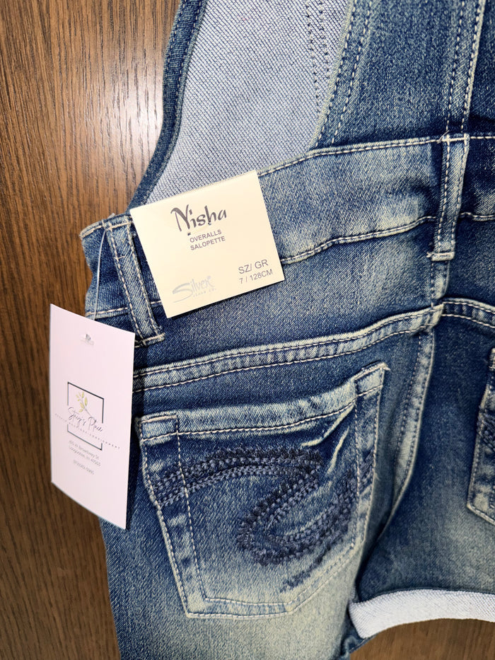 Silver Jeans NWT Girls Nisha Shorts Overalls Size 6X
