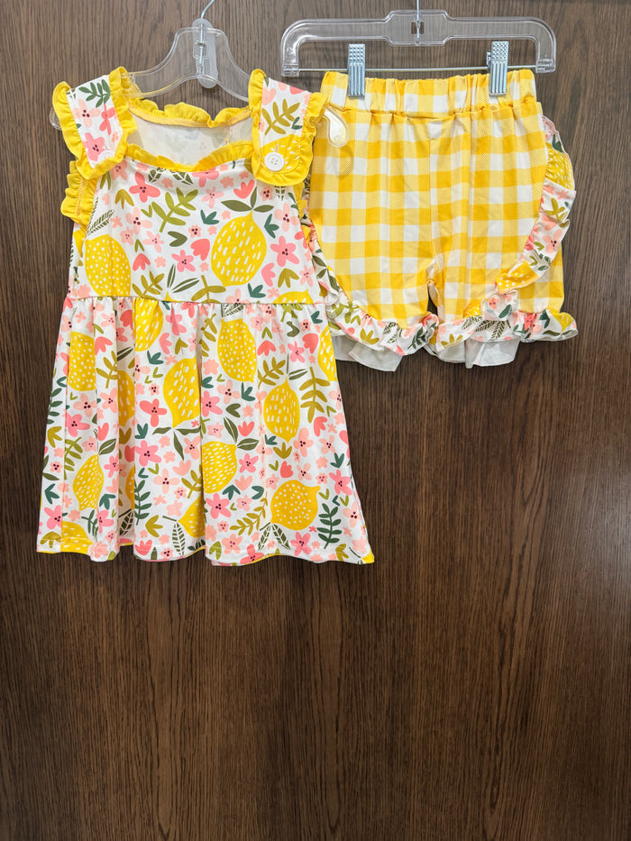 Girly Max  Girls NWT Lemon & Floral Ruffle Tank & Shorts Set Size 4T