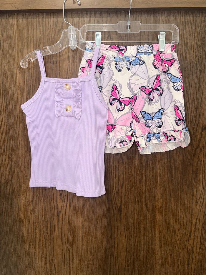 Girls NWT Butterfly Tank & Shorts Set Size 5/6 5 6