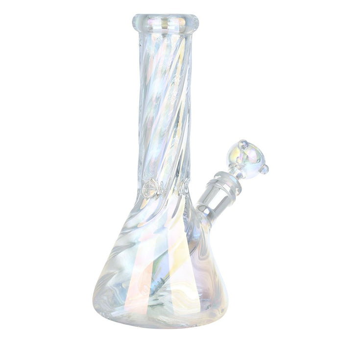 Right side of Iridescent glass bong with matching beautiful bowl