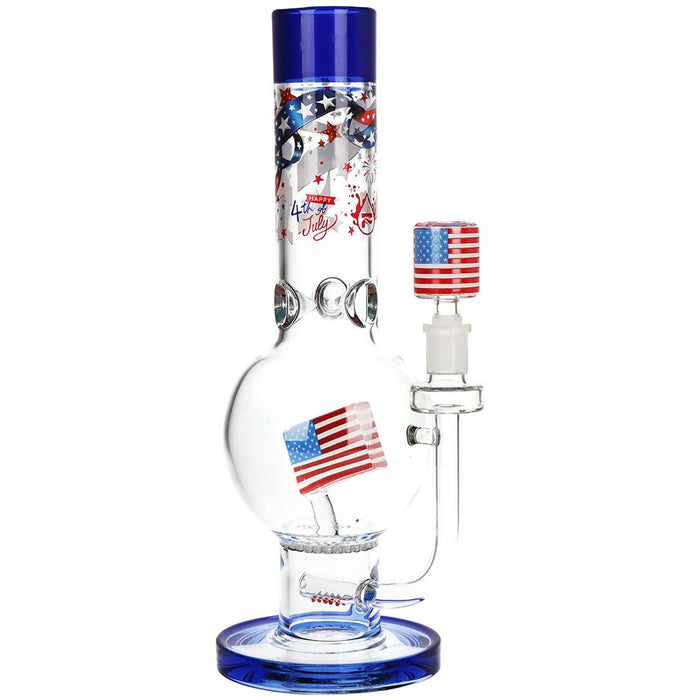 4th of July Glass Water Pipe Bong on white background