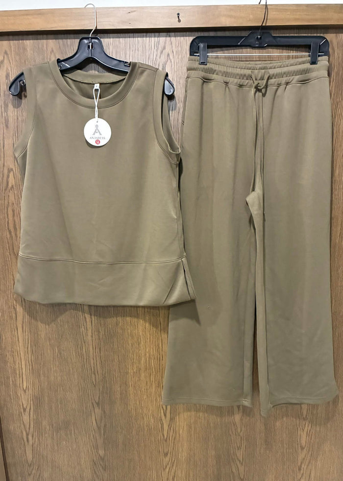 ANRABESS NWT Womens 2 Piece Wide Leg Pants Lounge Set Medium