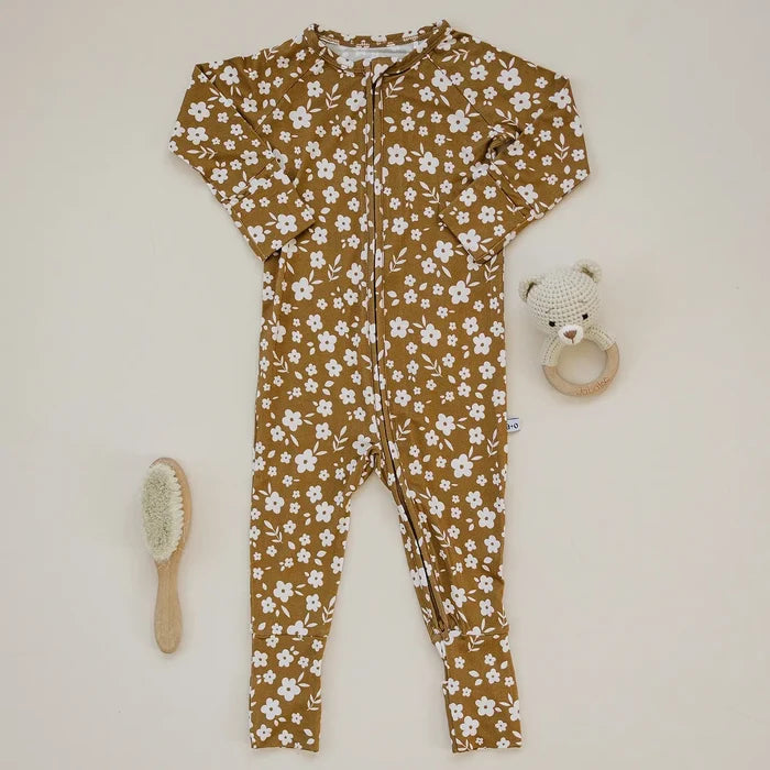 Ava+Oliver Bamboo Autumn Floral Convertible Zippy Romper 18-24mos NWT