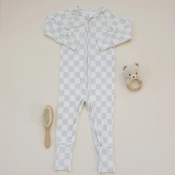 Ava+Oliver Bamboo Ocean Checkers Convertible Zippy Romper 18-24mos NWT