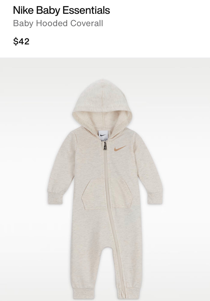 Nike Baby Light Blue Hooded Coverall Onesie 3mos 3 Months New Condition