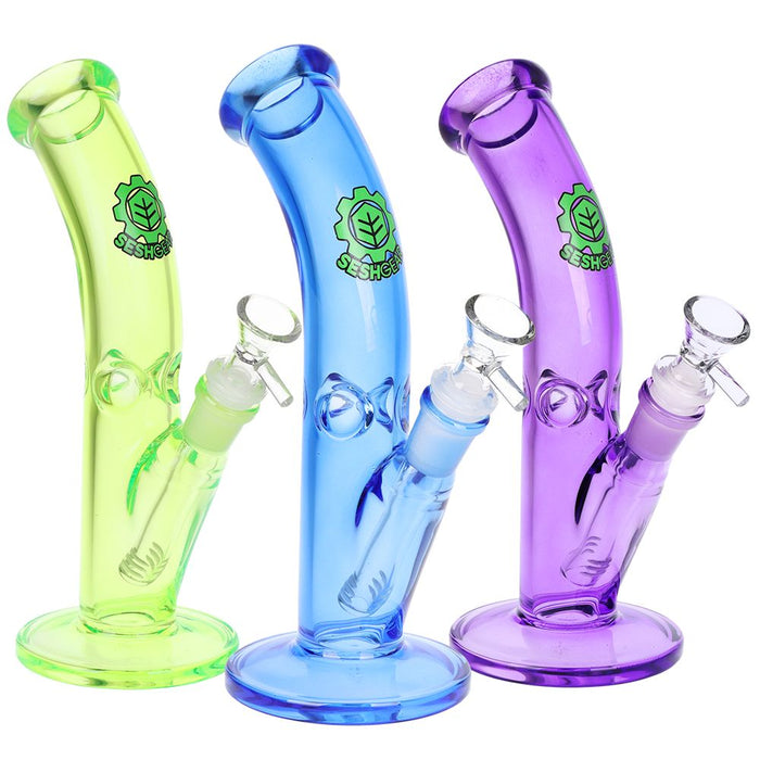 Bent Tube Colored Neon Glass Bong - 9"