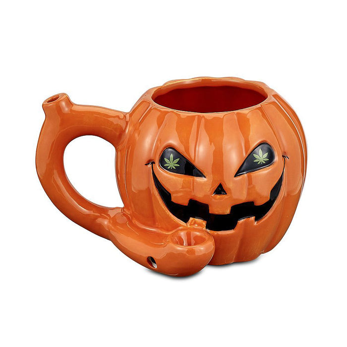 BIG Jack-O'-Lantern Ceramic Pipe Mug Roast & Toast