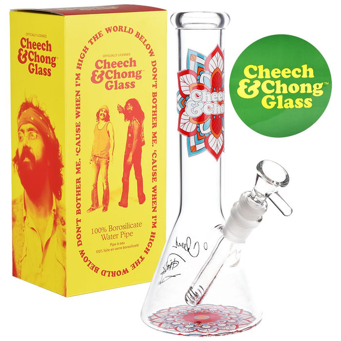 Cheech & Chong Glass Mandala Glow Glass Beaker Bong - 10"