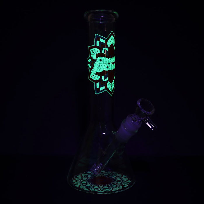 Cheech & Chong Glass Mandala Glow Glass Beaker Bong - 10"