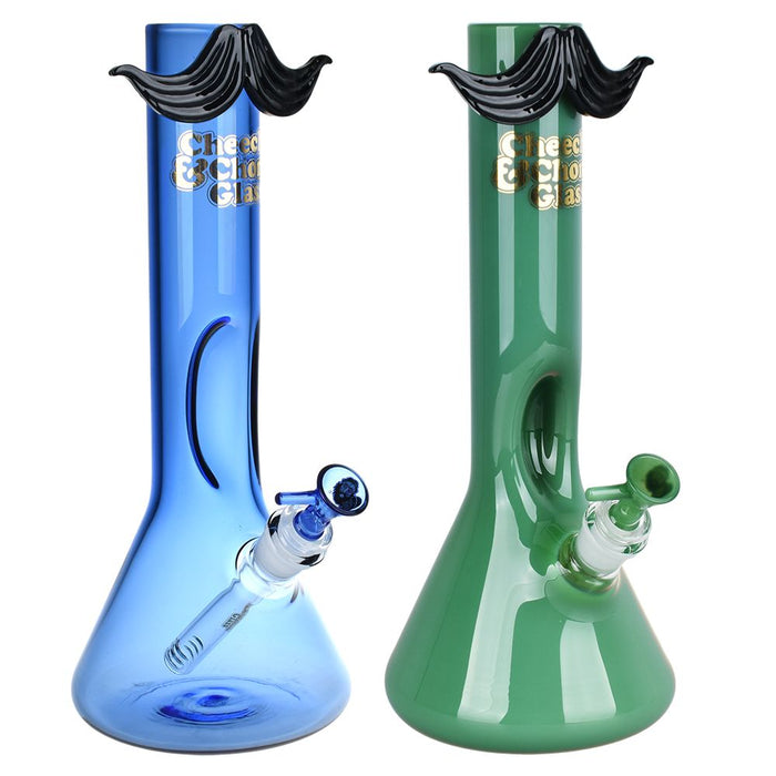 Cheech & Chong Glass Moustache Ride Beaker Water Pipe - 12"