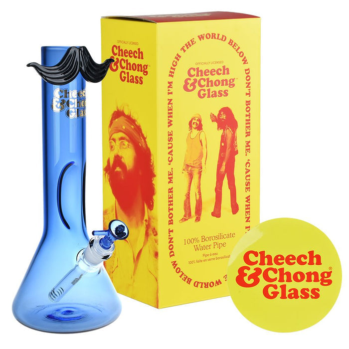 Cheech & Chong Glass Moustache Ride Beaker Water Pipe - 12"