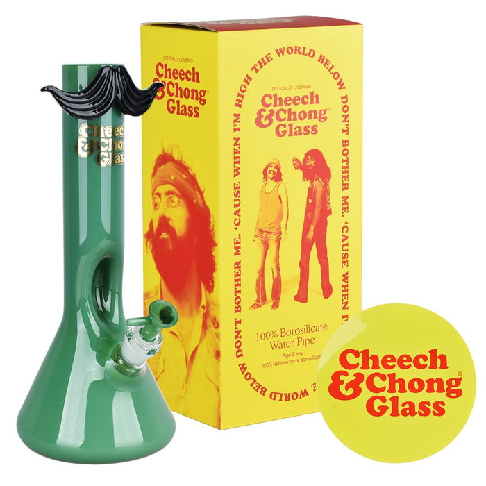 Cheech & Chong Glass Moustache Ride Beaker Water Pipe - 12"
