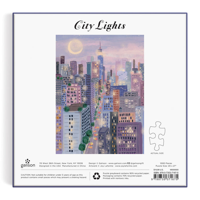 City Lights 1000 Piece Puzzle In a Square Box Galison
