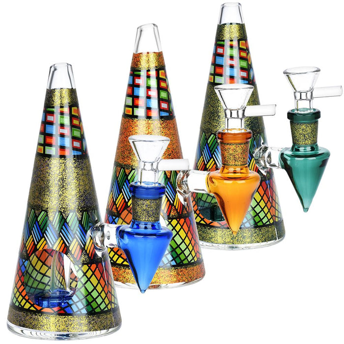 Conical Stained Glass Bong - 6.25"