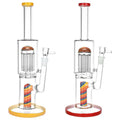 Double Perc Striped Glass Water Pipe - 12"