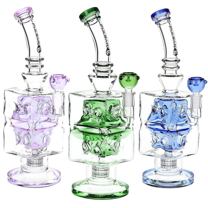Double Swiss Percolator Cube Glass Bong - 12.5"