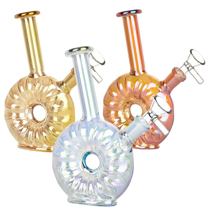 Electroplated Donut Glass Water Bong - 6.75"