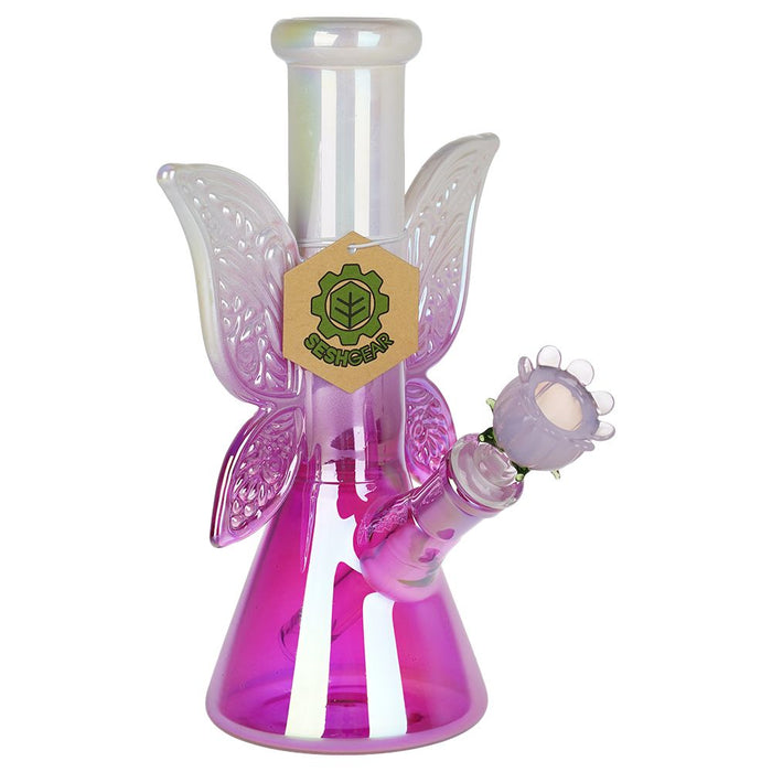 Flowering Butterfly Beaker Glass Bong