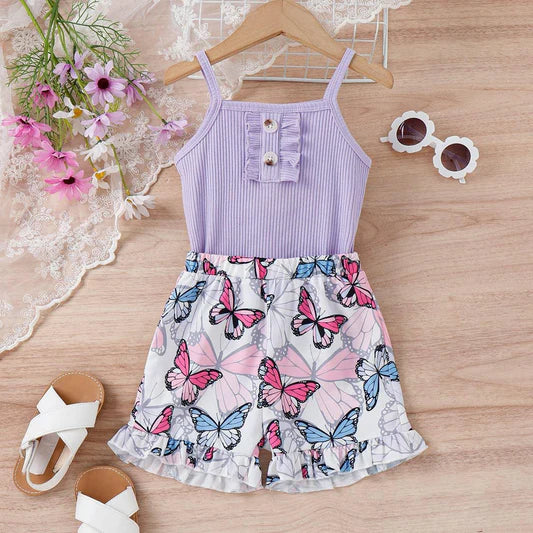 Girls NWT Butterfly Tank & Shorts Set Size 5/6 5 6