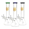 Gold Hemp Leaf Glass Beaker Bong