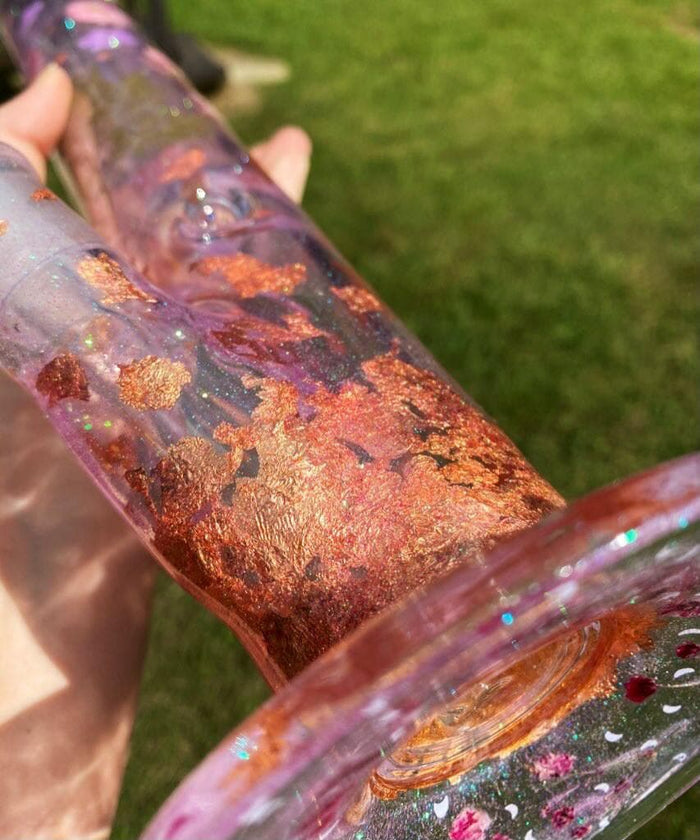 Goldflake Flower Resin Straight Tube