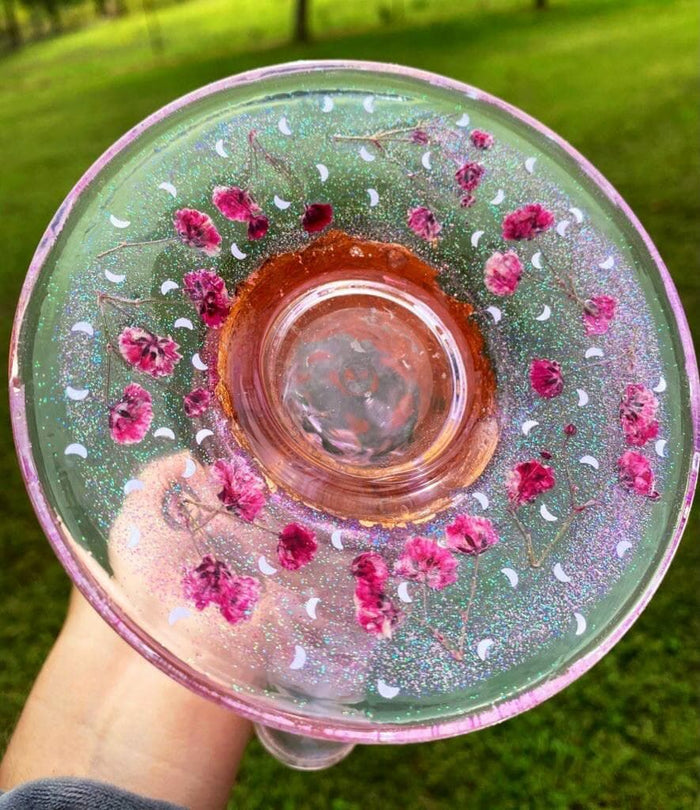 Goldflake Flower Resin Straight Tube