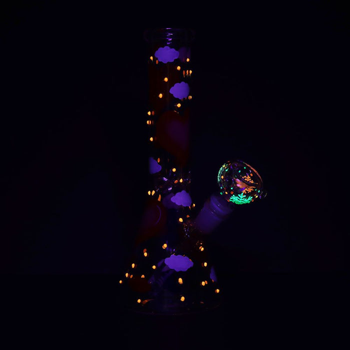 Hearts & Clouds Glass Beaker Bong - Light Pink
