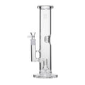 Clear Glass Well construction Bong on white background