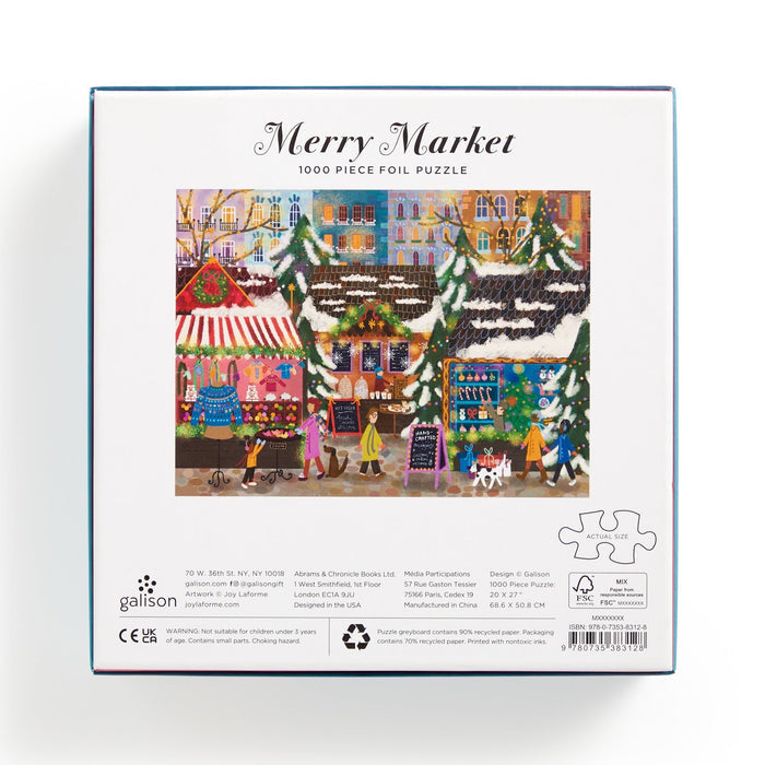 Joy Laforme Merry Market 1000 Piece Foil Puzzle in a Square Box Jigsaw Puzzle Joy Laforme