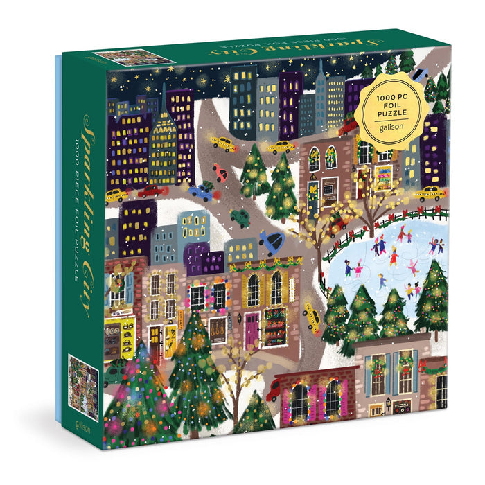 Joy Laforme Sparkling City 1000 Piece Foil Puzzle In a Square Box 1000 Piece Puzzles Joy Laforme