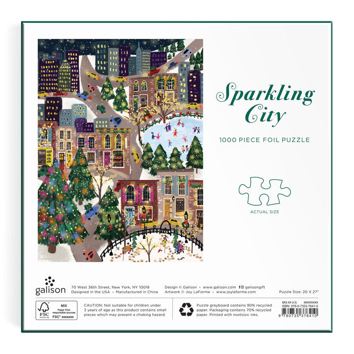 Joy Laforme Sparkling City 1000 Piece Foil Puzzle In a Square Box 1000 Piece Puzzles Joy Laforme
