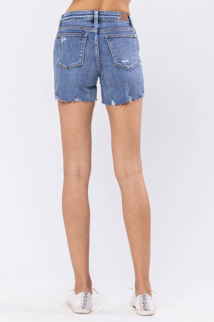 Judy Blue NWT Mid Rise Lace Patch Destroy Shorts XL