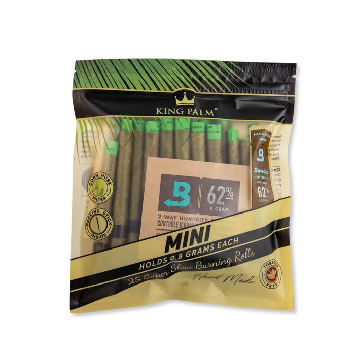 King Palm Mini Size Natural Pre Roll Palm Leaf Tubes - 25 Pack