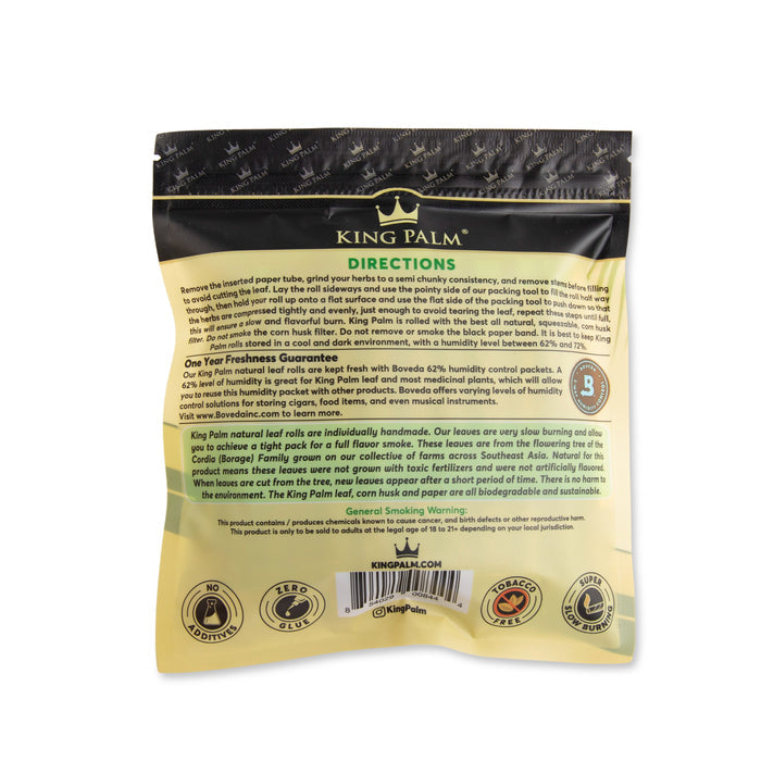 King Palm Mini Size Natural Pre Roll Palm Leaf Tubes - 25 Pack