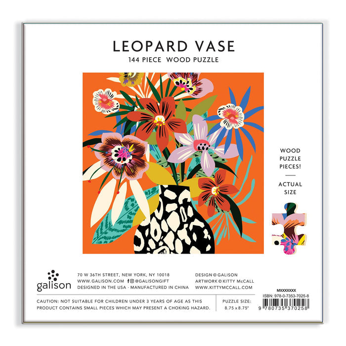 Kitty McCall Leopard Vase 144 Piece Wood Jigsaw Puzzle Wooden Puzzles Kitty McCall