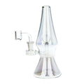Clear glass lava dab rig water pipe on a white background