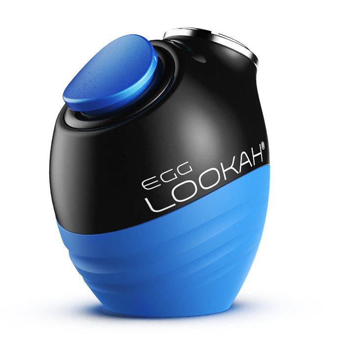 Blue and black Lookah Egg 510 cart vaporizer on a white background
