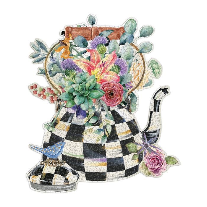 MacKenzie-Childs Blooming Kettle 750 Piece Shaped Puzzle Galison