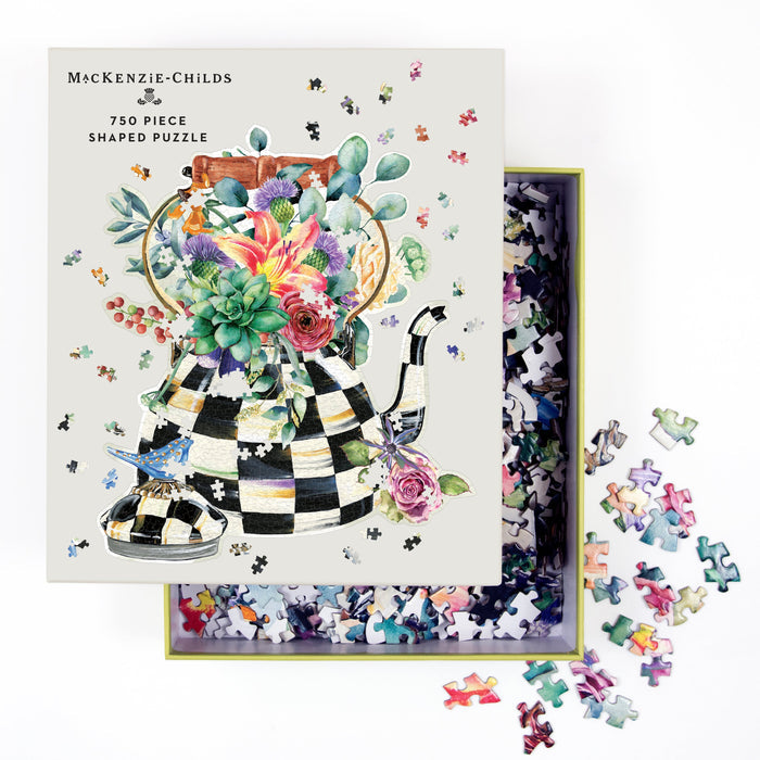MacKenzie-Childs Blooming Kettle 750 Piece Shaped Puzzle Galison