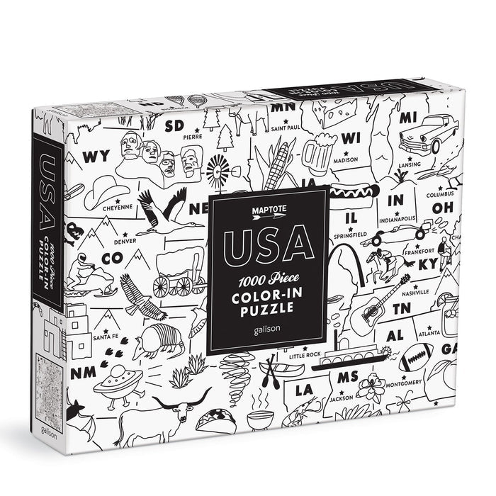 Maptote USA Color-In 1000 Piece Puzzle Galison