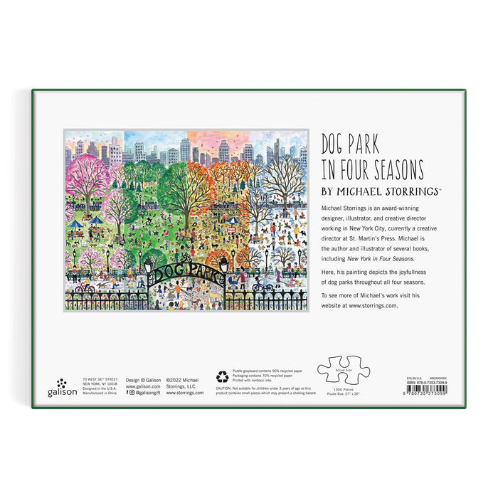 Michael Storrings Dog Park in Four Seasons 1000 Piece Puzzle Galison