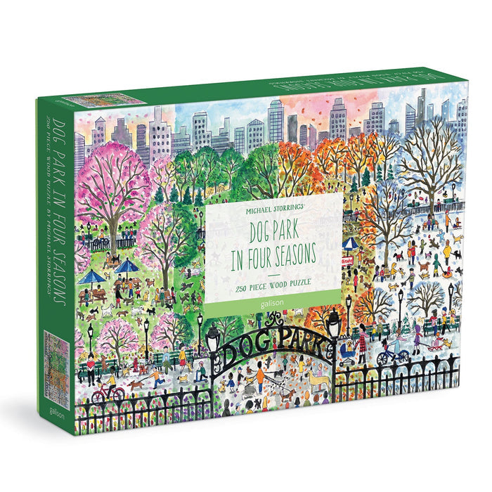 Michael Storrings Dog Park in Four Seasons 250 Piece Wood Puzzle Galison