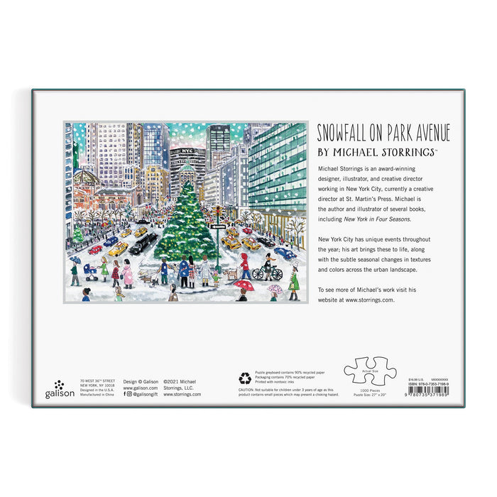 Michael Storrings Snowfall on Park Avenue 1000 Piece Puzzle Galison