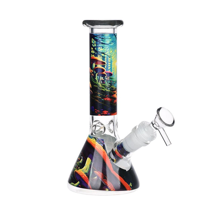 Mushroom Forest Glass Beaker Bong Smoking Set - 7.75"